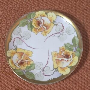 Floral Decorative Plate with Gold Trim